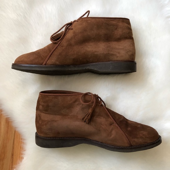 Bottega Veneta Brown Suede Fur Lined Booties Sz 7 - Picture 3 of 7